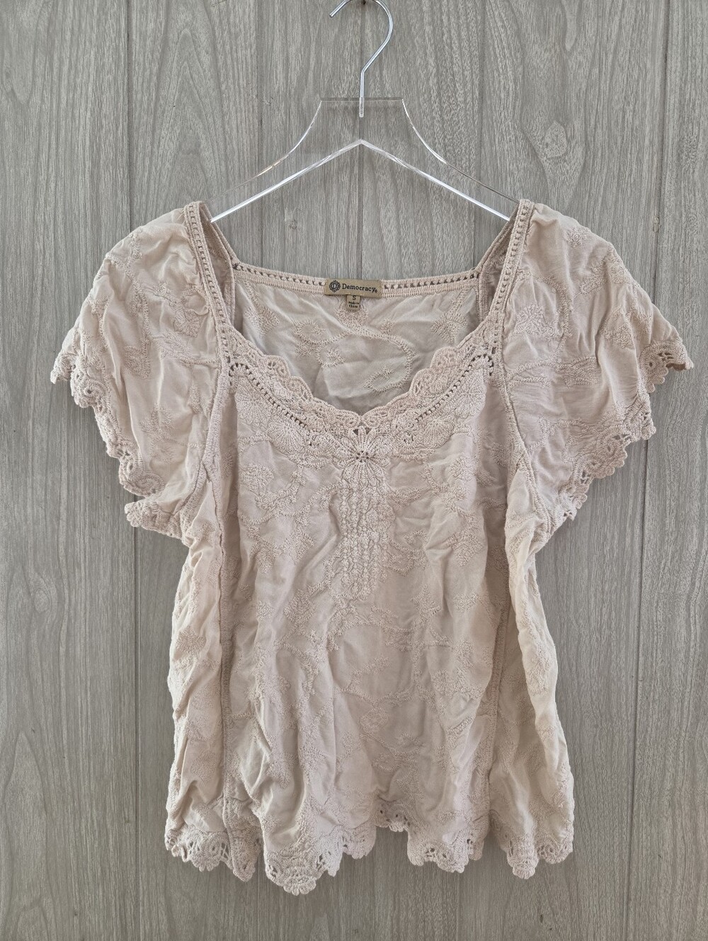 Democracy Embroidered Cottagecore Crochet Boho Top